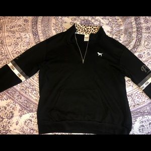 Black/cheetah polo neck PINK zip up sweater